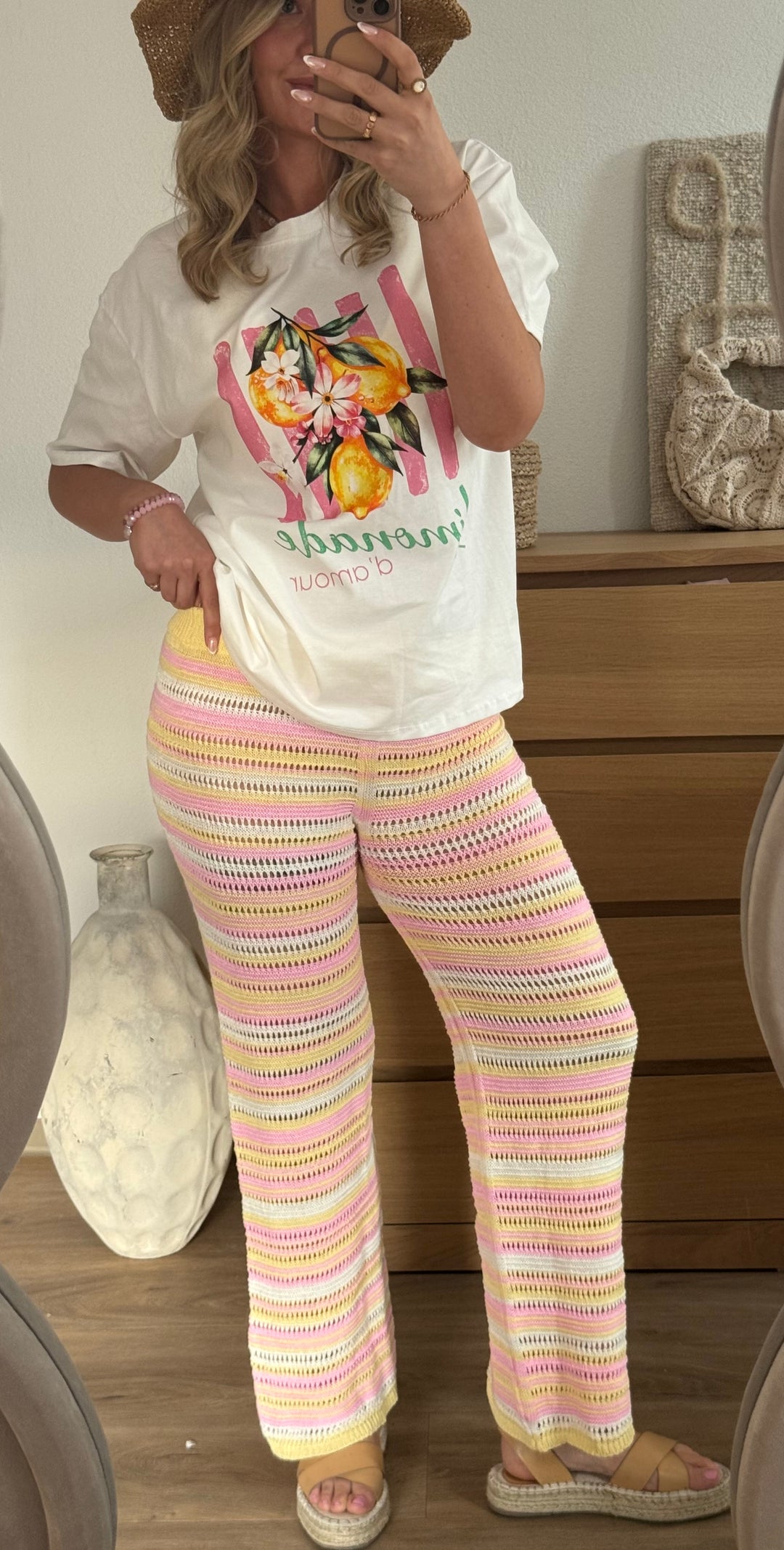 STRICKHOSE GESTREIFT -  BUNT