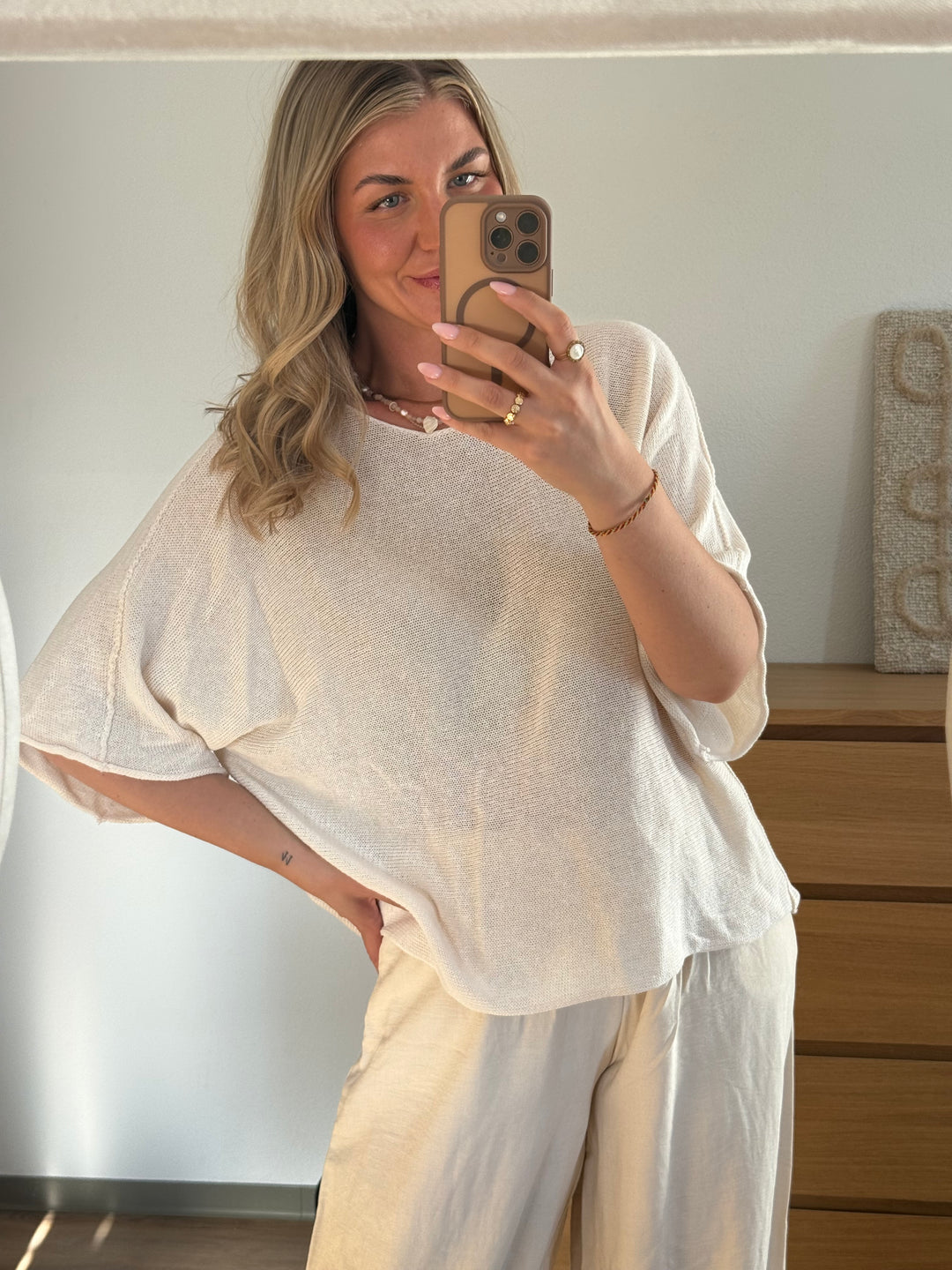 Feinstrick Oberteil - Beige