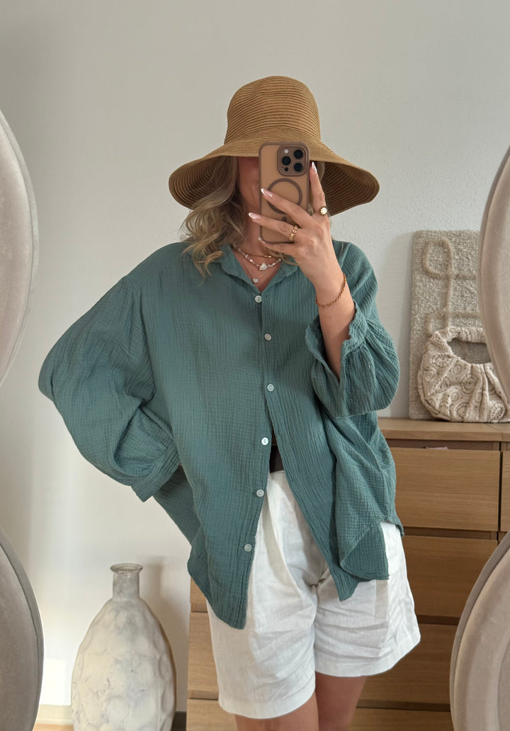 Musselin Bluse - Pinie