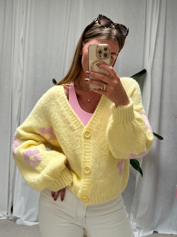 Cardigan Blume - Gelb