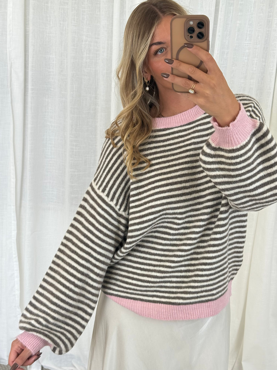 Pullover Streifchen - Rosa