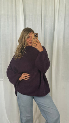 Pullover Oversize Soft Knit - Plum