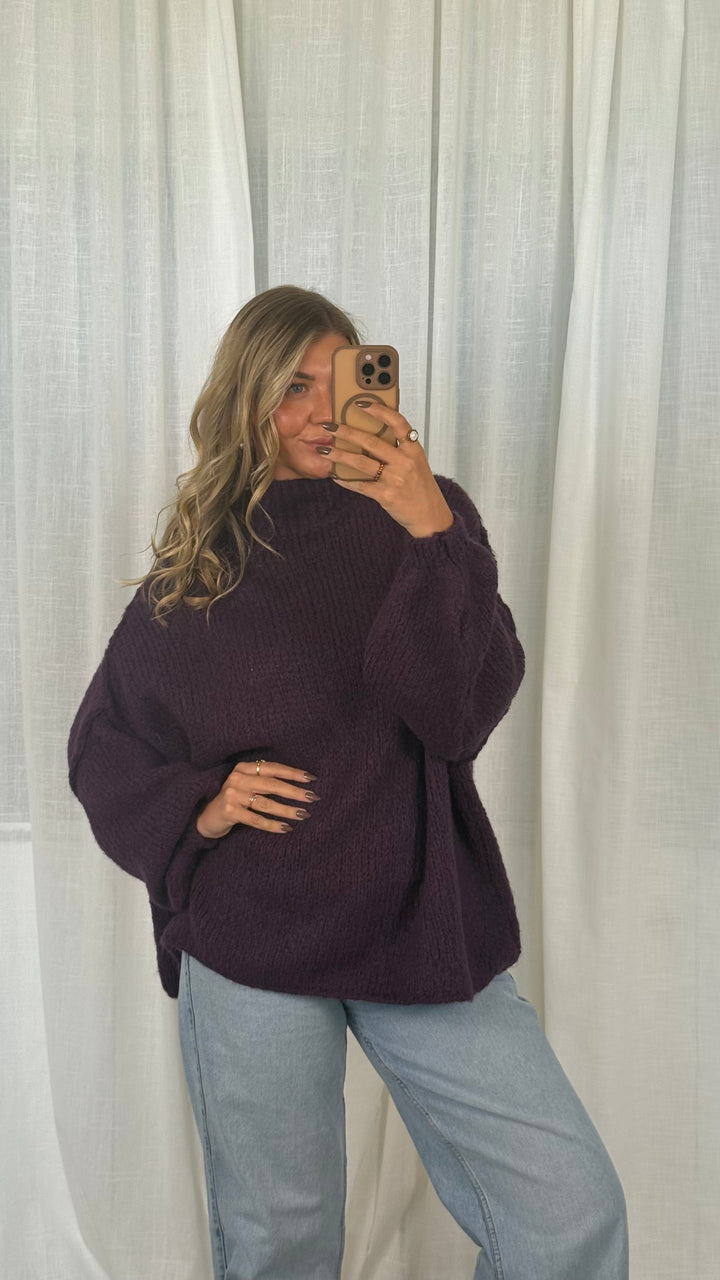 Pullover Oversize Soft Knit - Plum
