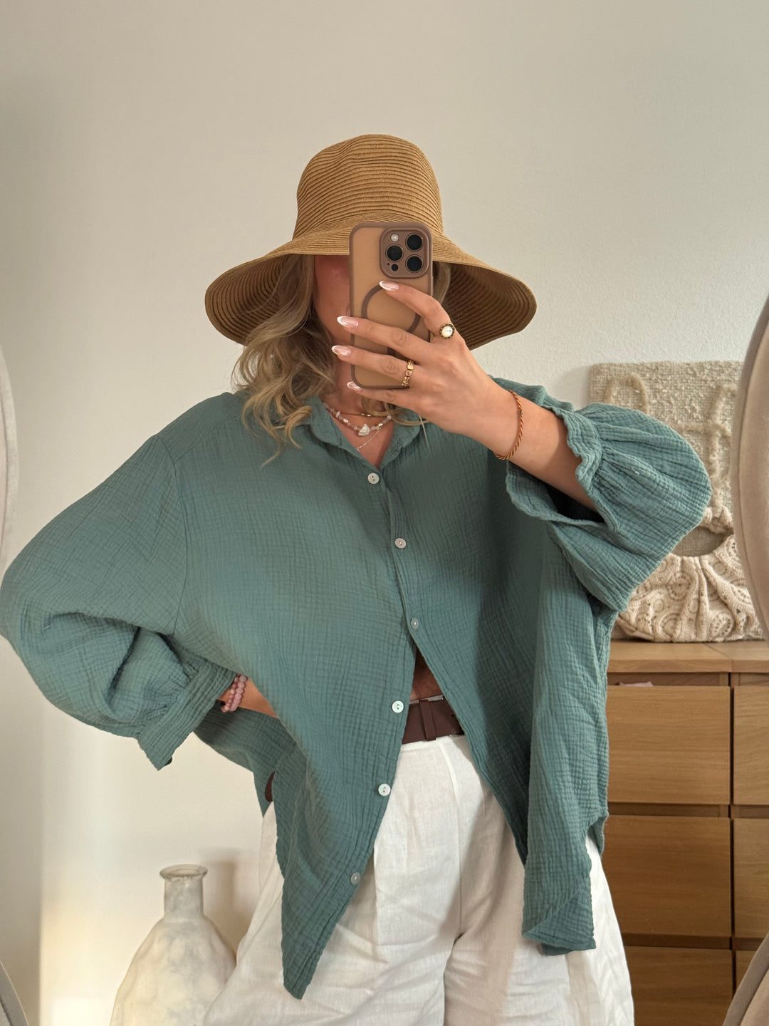 Musselin Bluse - Pinie