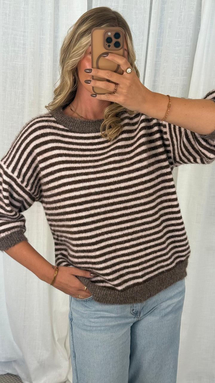 Strickshirt gestreift – Braun