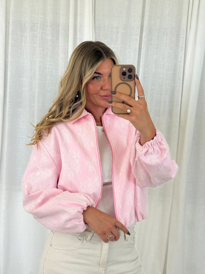 Zipper Jacke Lace - Rosa