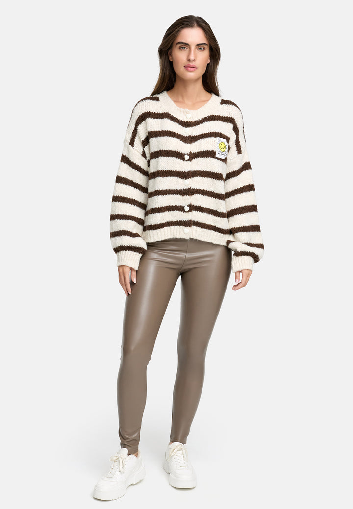 Cardigan Smiley - Gestreift Creme/Braun