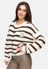 Cardigan Smiley - Gestreift Creme/Braun