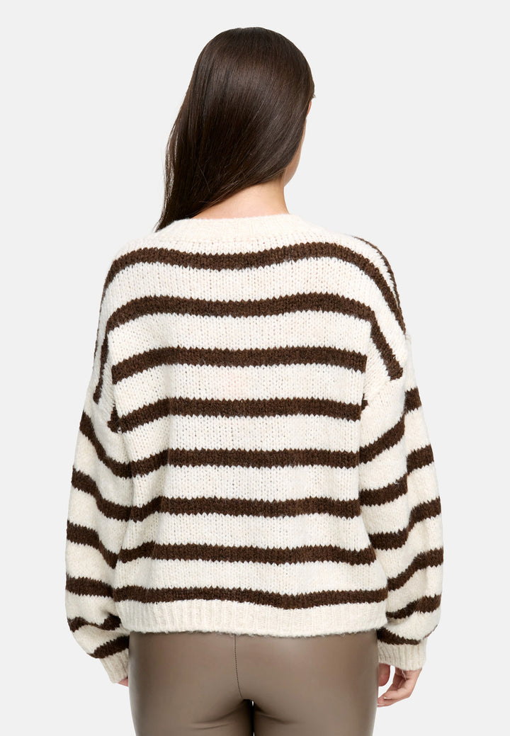 Cardigan Smiley - Gestreift Creme/Braun
