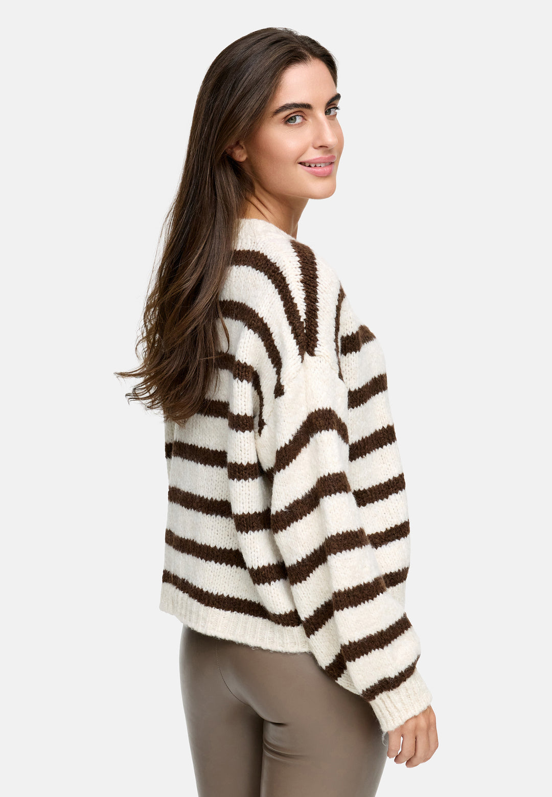 Cardigan Smiley - Gestreift Creme/Braun