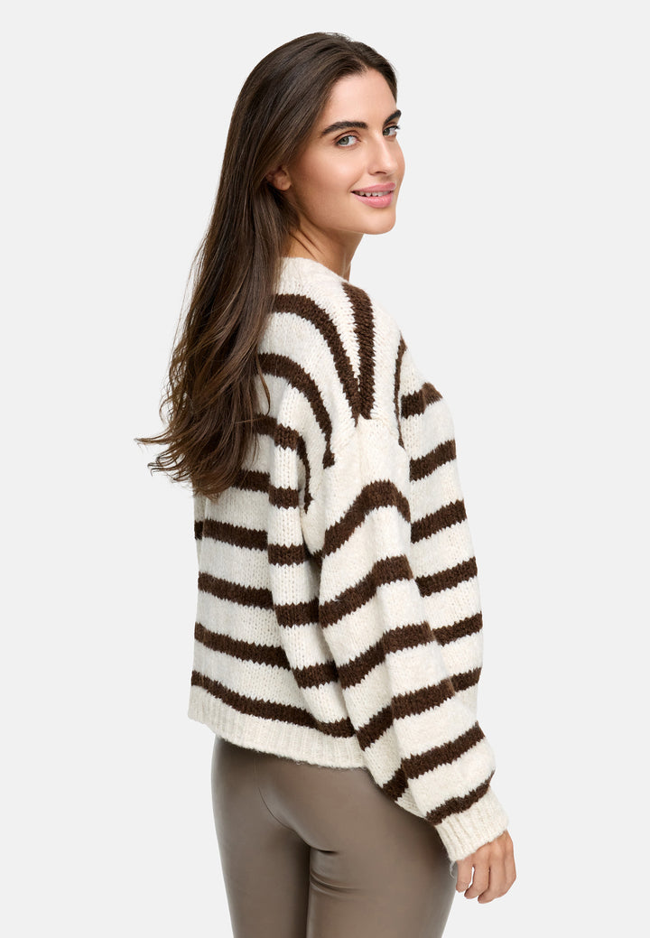 Cardigan Smiley - Gestreift Creme/Braun