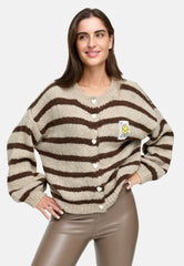 Cardigan Smiley – Gestreift Beige/Braun