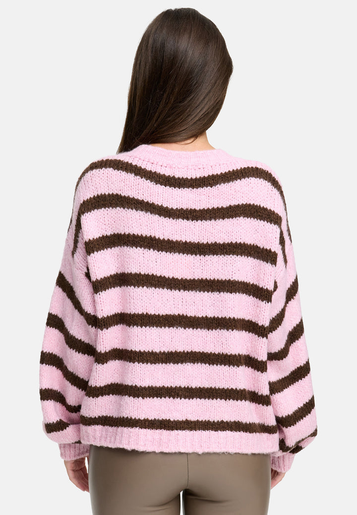 Cardigan Smiley - Gestreift Rosa/Braun