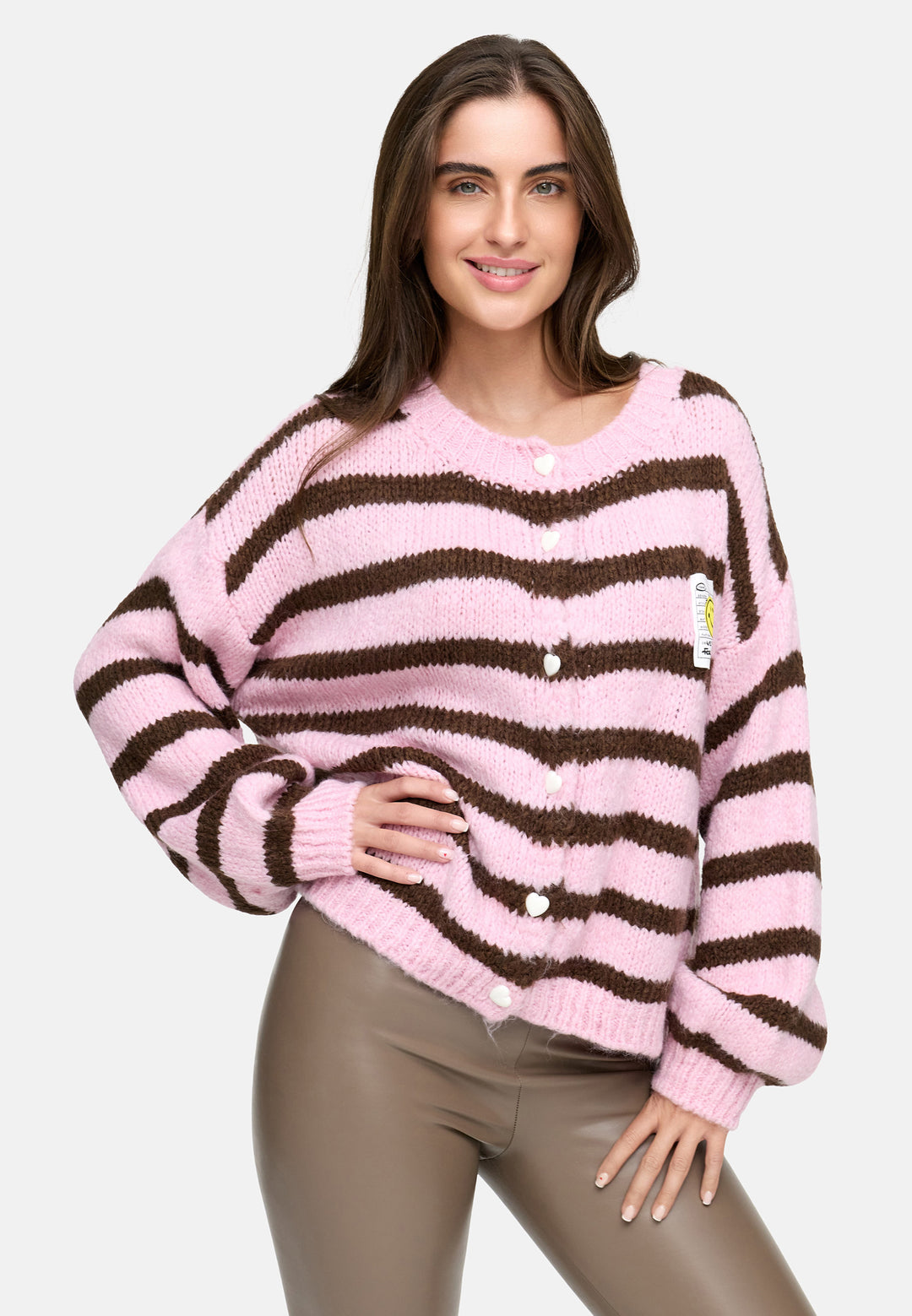 Cardigan Smiley - Gestreift Rosa/Braun