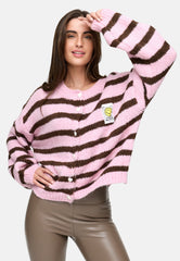 Cardigan Smiley - Gestreift Rosa/Braun