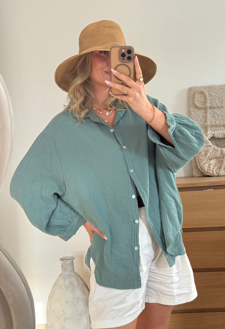 Musselin Bluse - Pinie