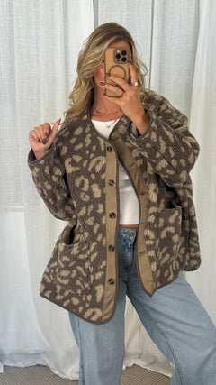 Teddyjacke Oversize Leo - Taupe