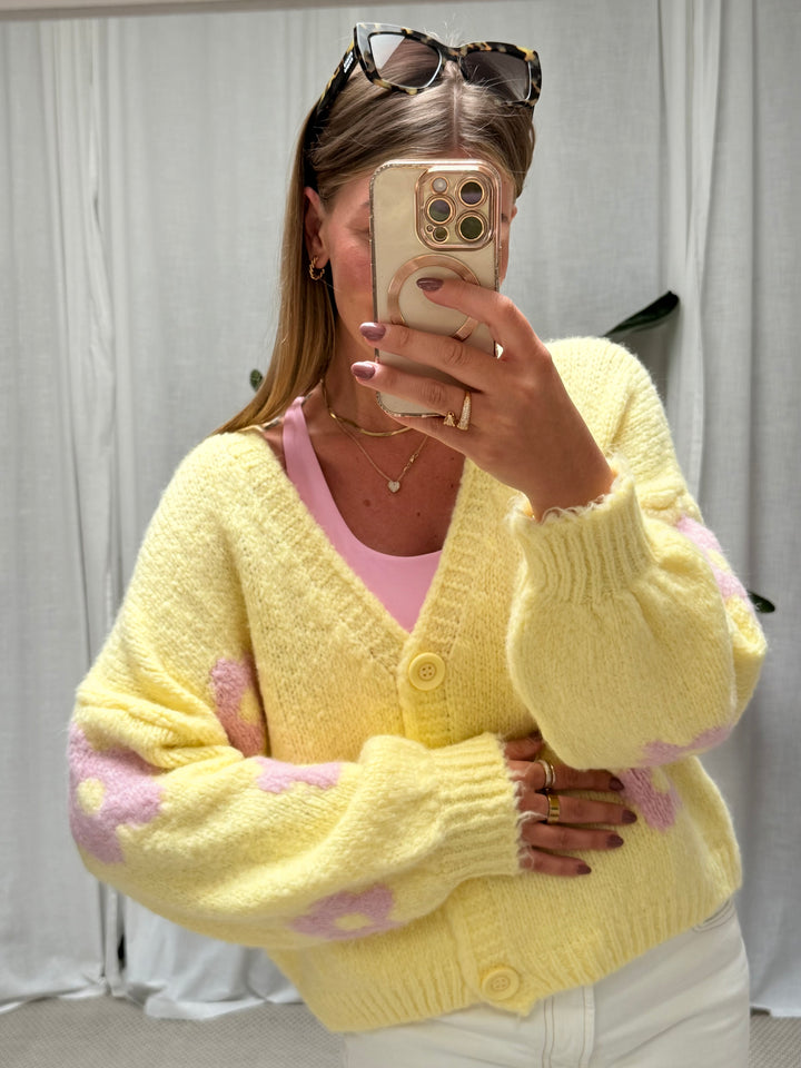 Cardigan Blume - Gelb