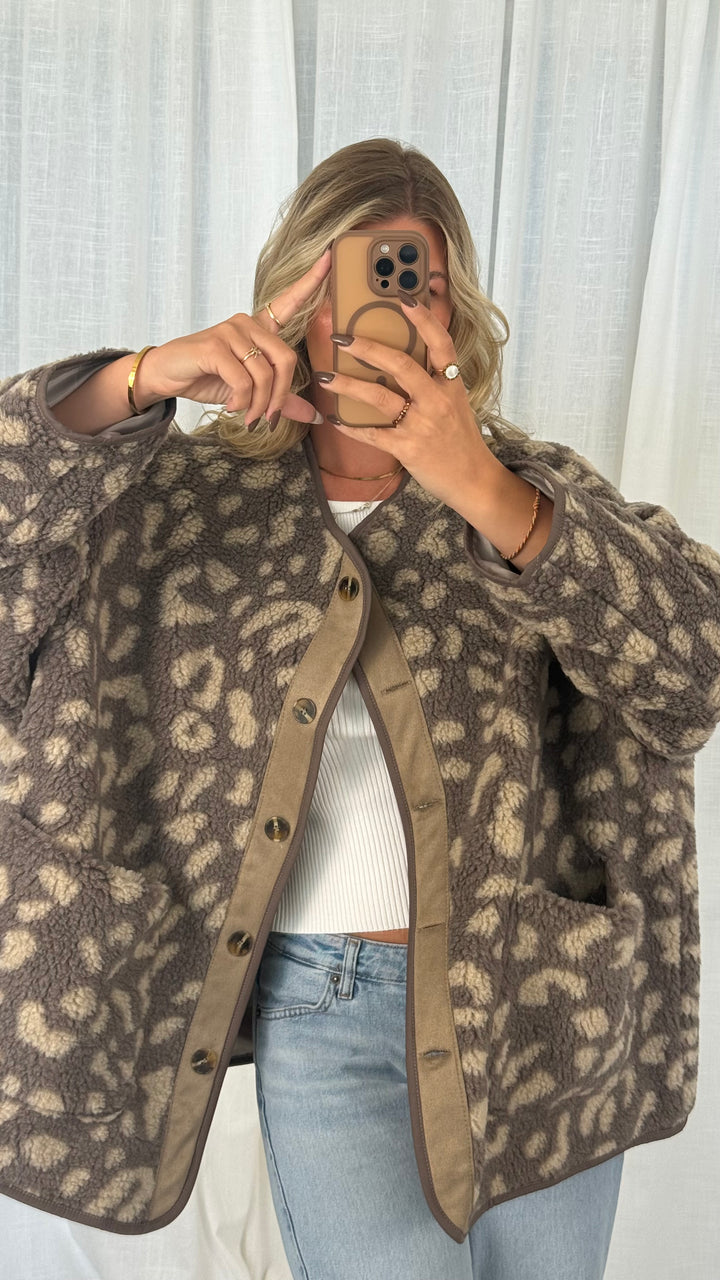 Teddyjacke Oversize Leo - Taupe