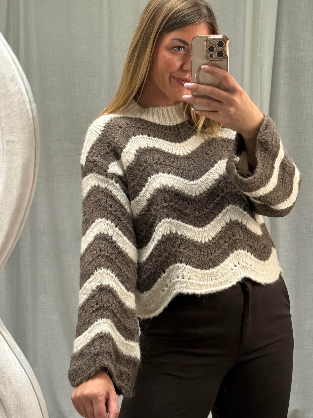 Pullover Wave - Taupe/Creme