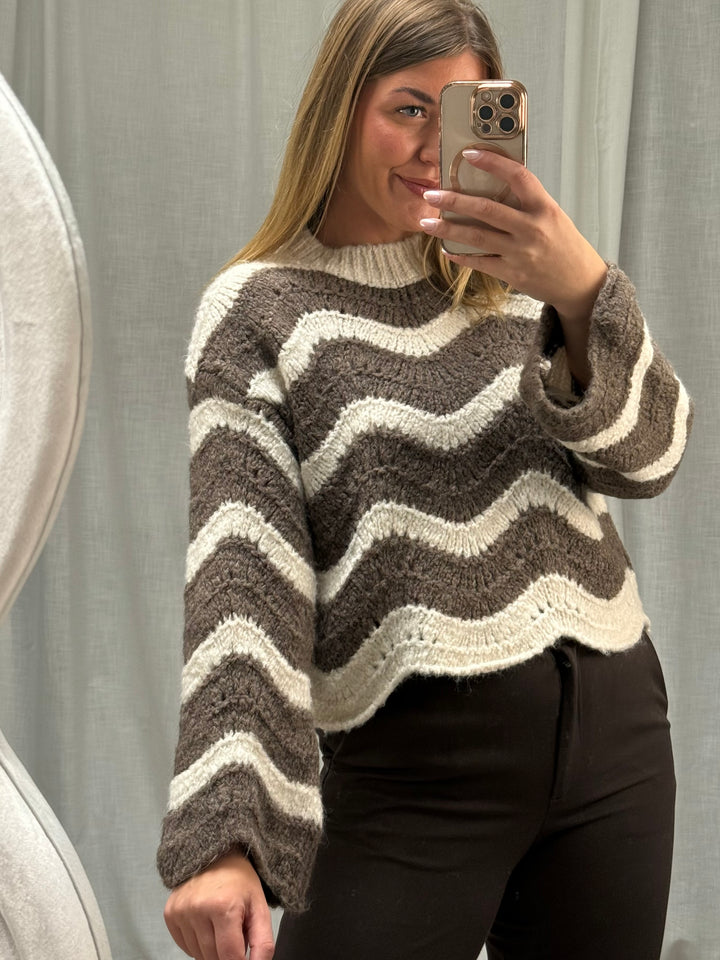 Pullover Wave - Taupe/Creme