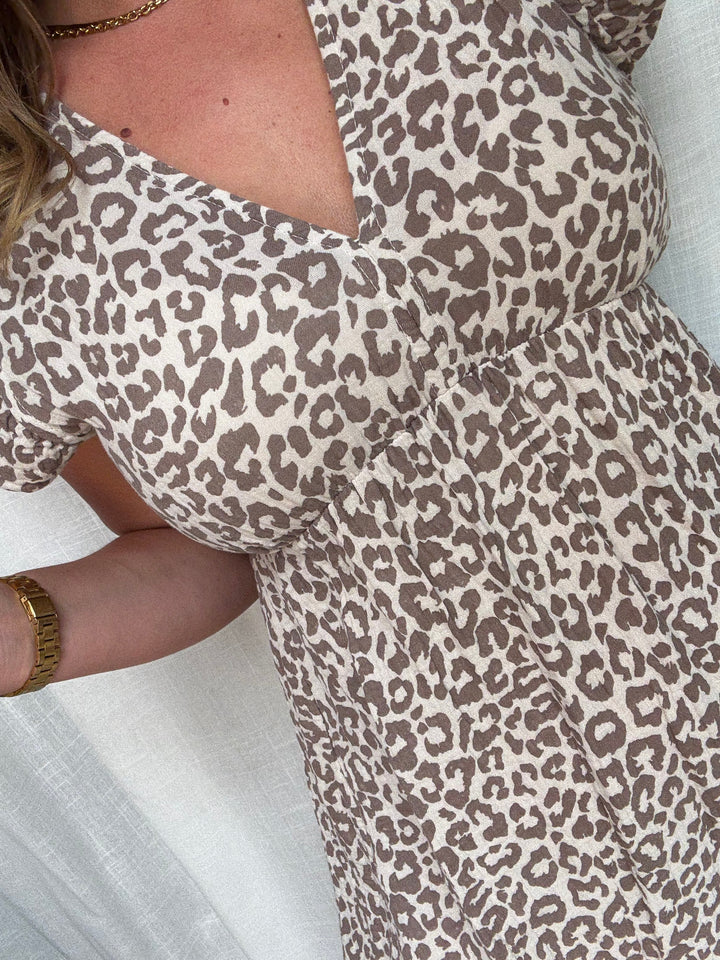 MUSSELIN KLEID - DARK TAUPE
