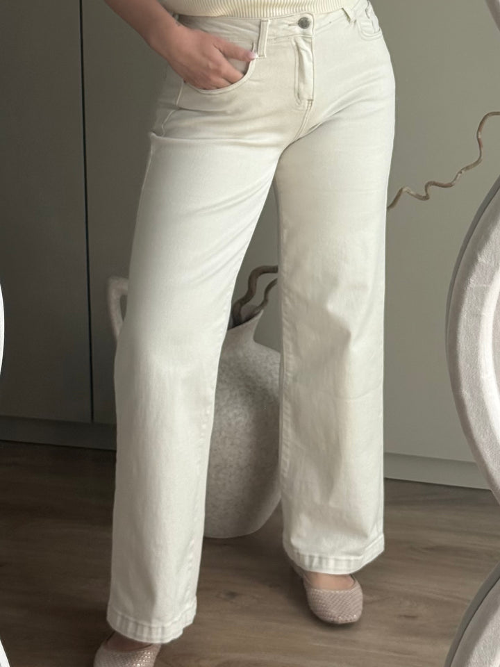 WIDE LEG JEANS - CREME