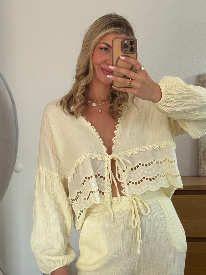 MUSSELIN BLUSE BOHO – BUTTERYELLOW