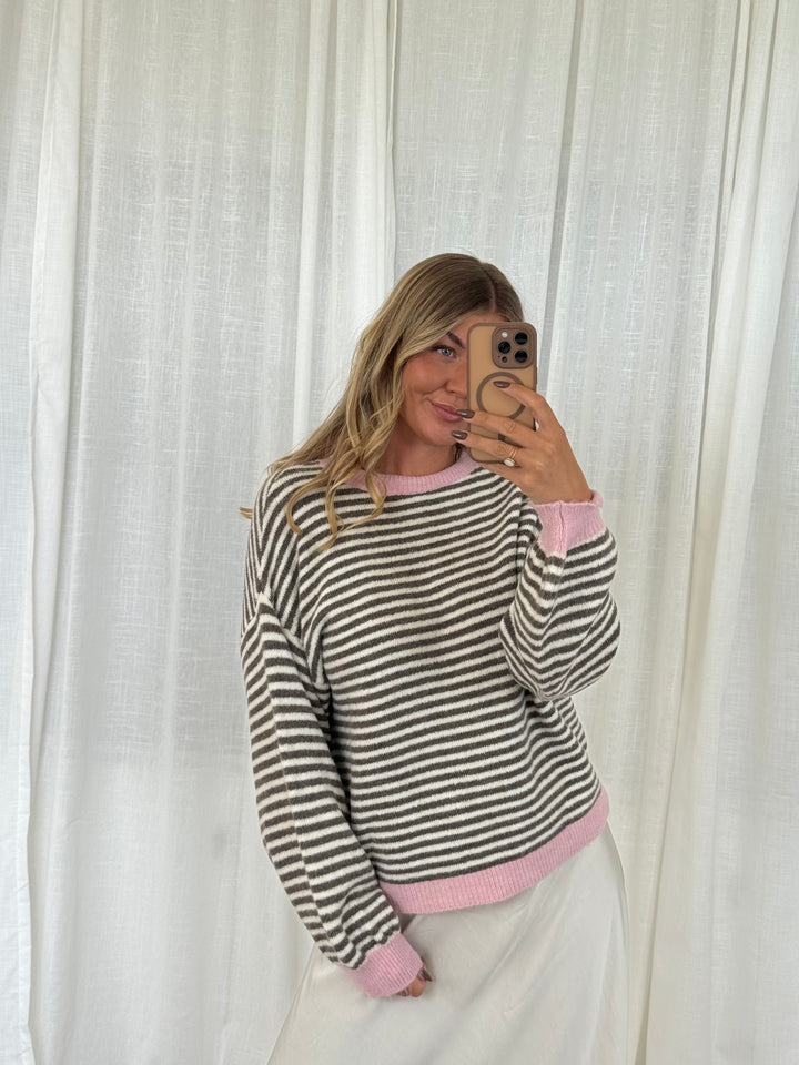 Pullover Streifchen - Rosa