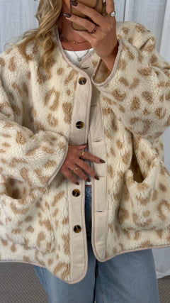 Teddyjacke Oversize Leo - Beige