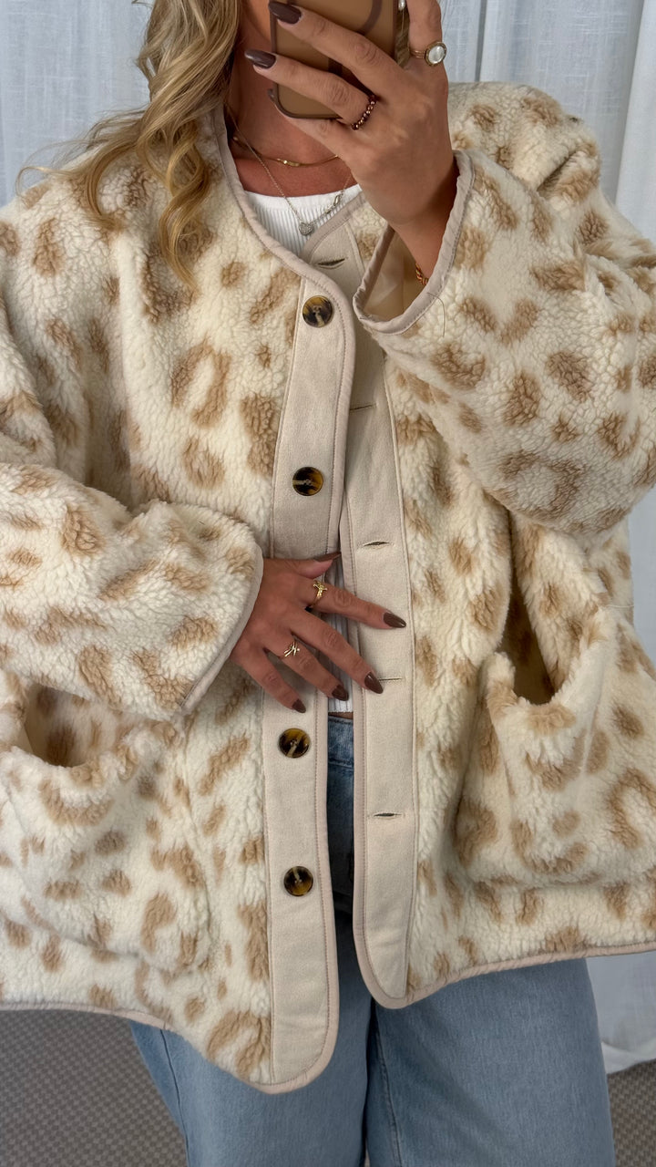 Teddyjacke Oversize Leo - Beige