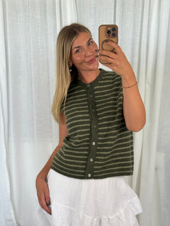 Striped Knit Vest - Grün