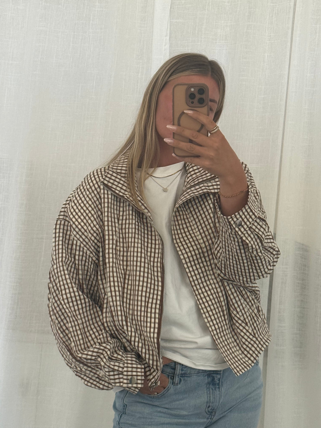 Bomber Jacke mit Karomuster