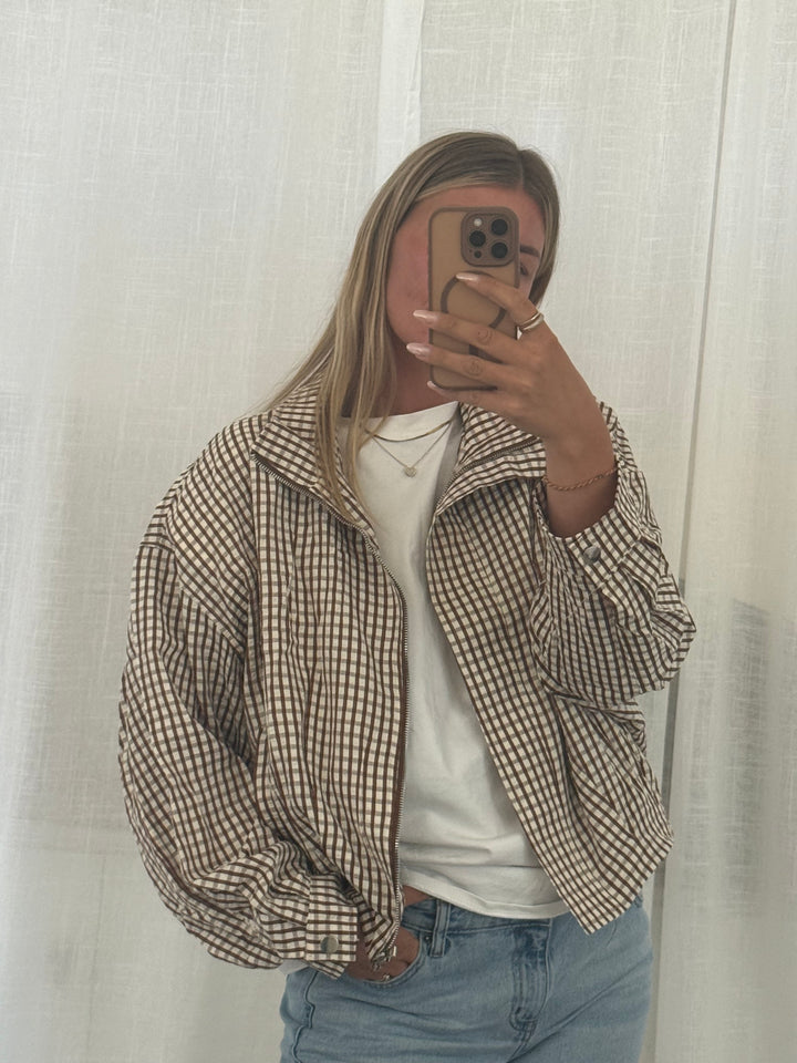 Bomber Jacke mit Karomuster