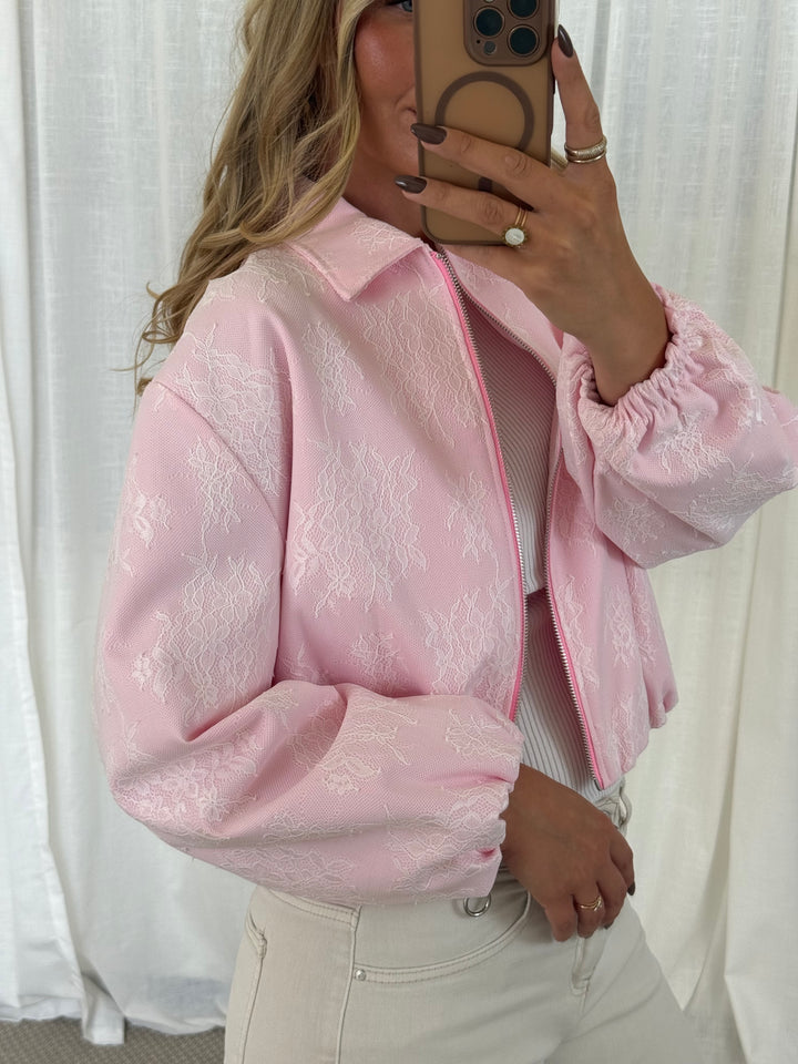 Zipper Jacke Lace - Rosa