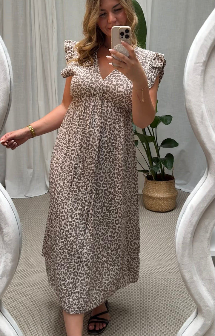 MUSSELIN KLEID - DARK TAUPE