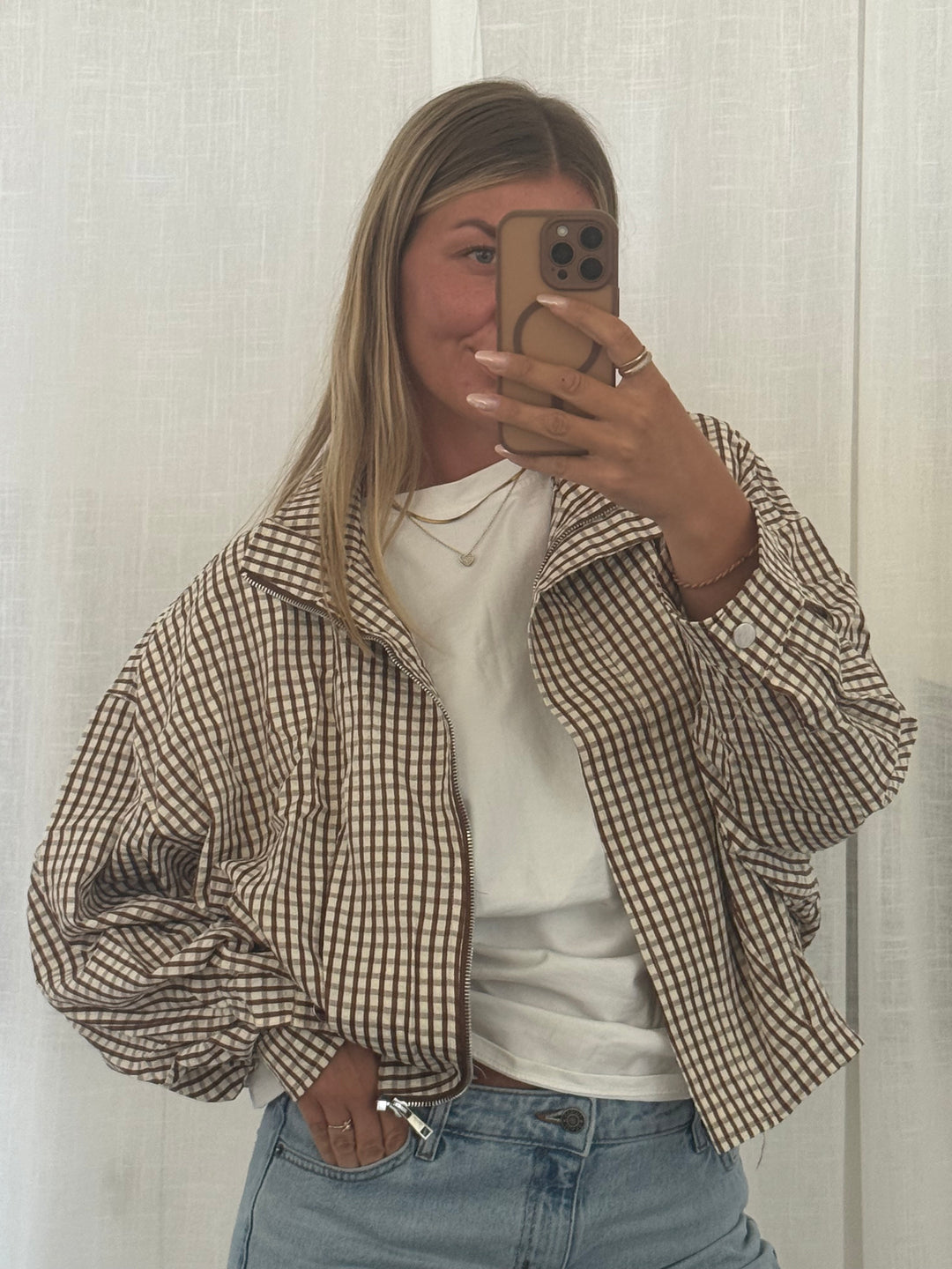 Bomber Jacke mit Karomuster