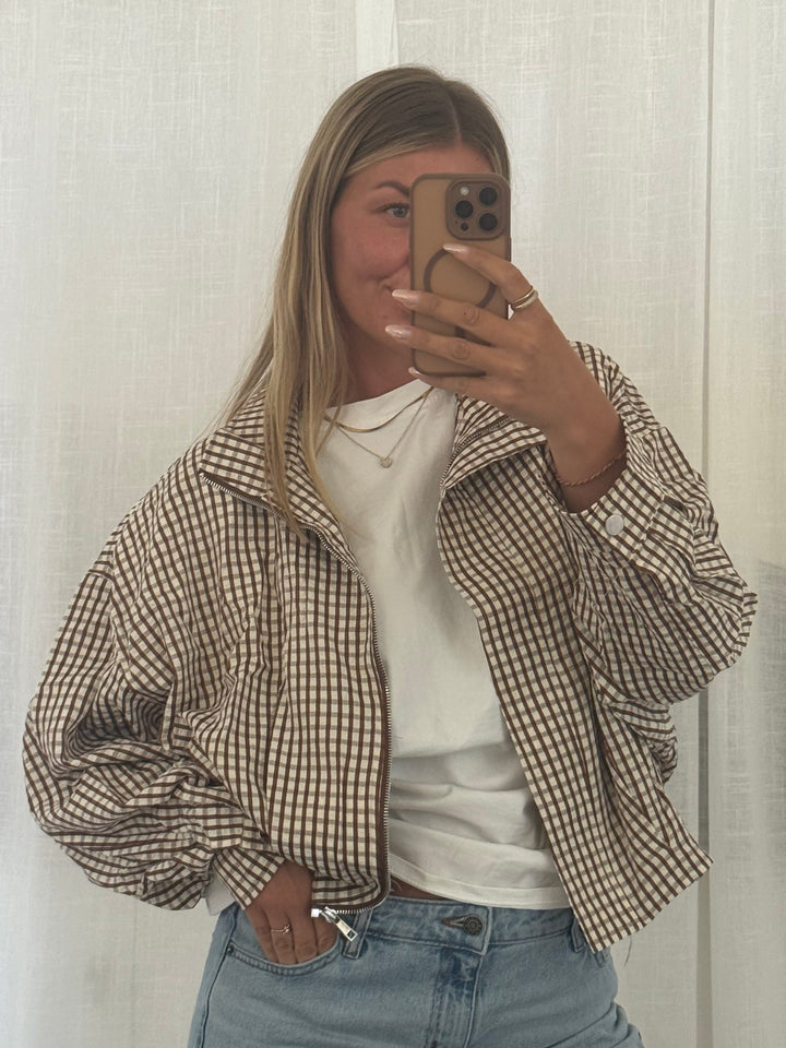 Bomber Jacke mit Karomuster