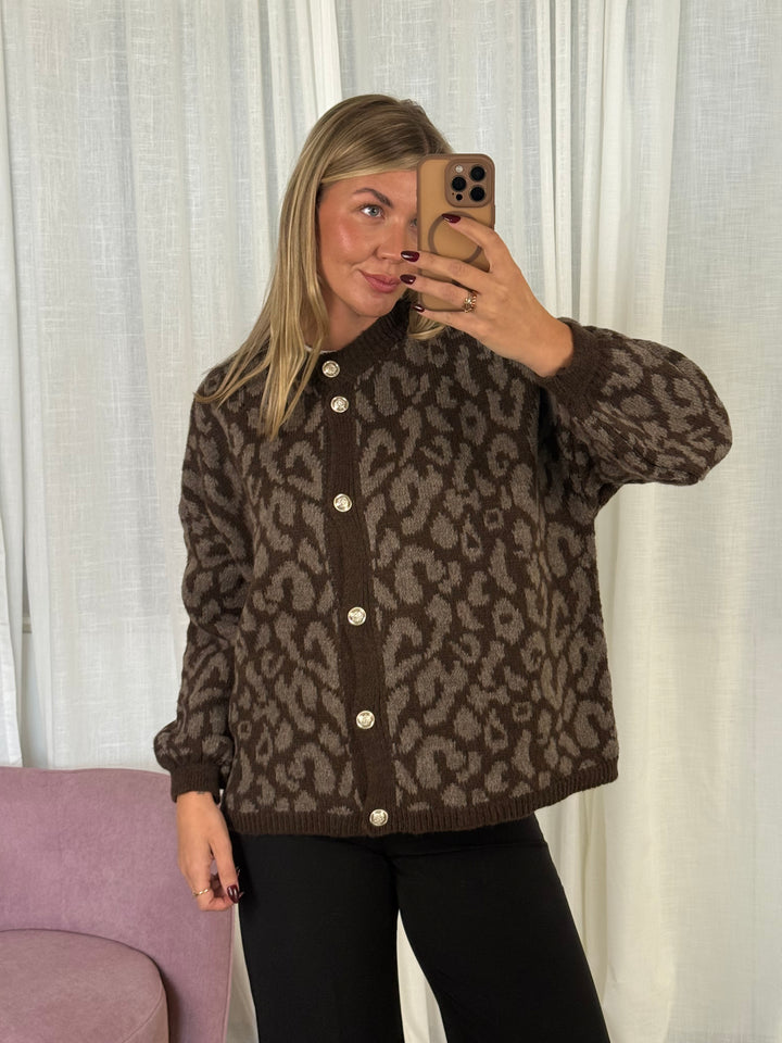 Strickjacke mit Knopfleiste LEO - Braun