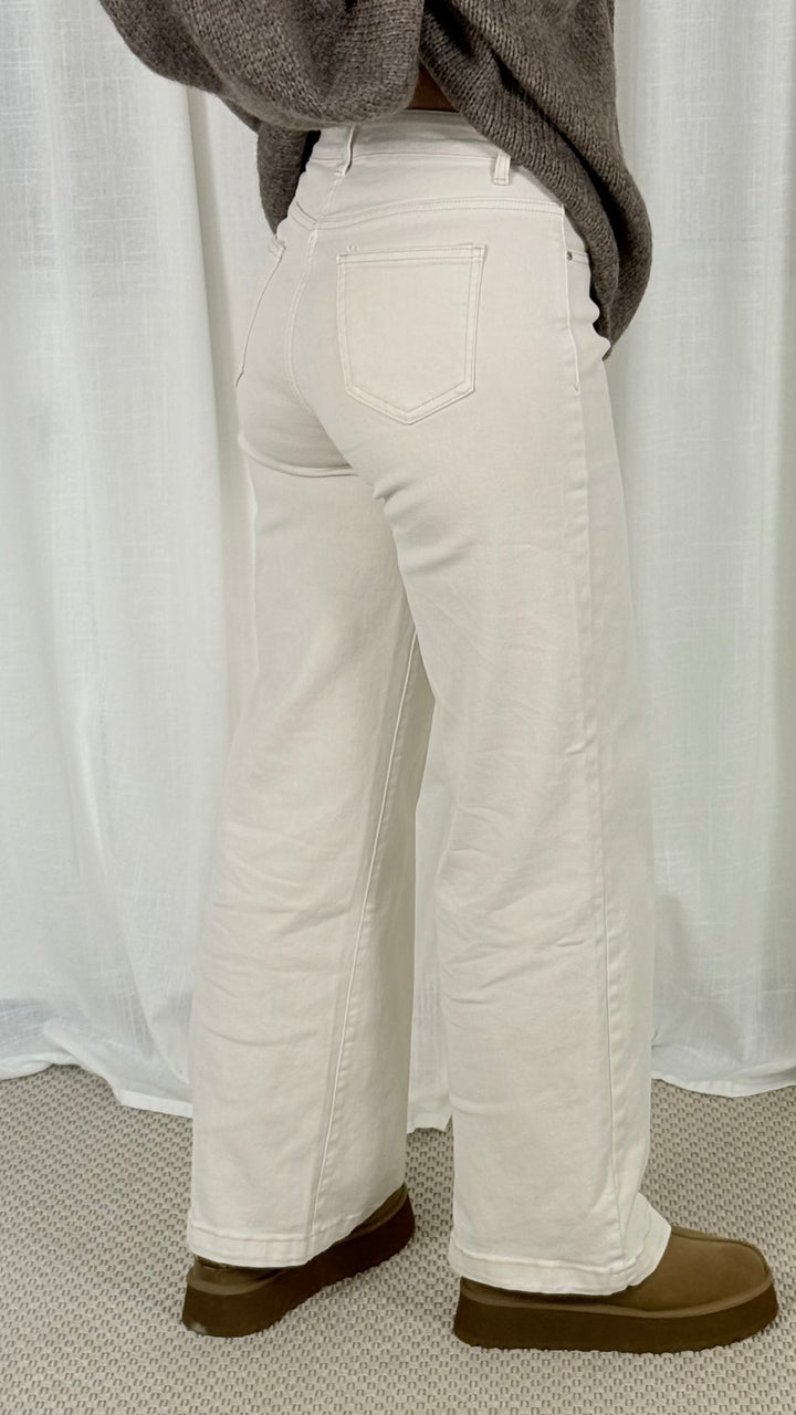 WIDE LEG JEANS - CREME