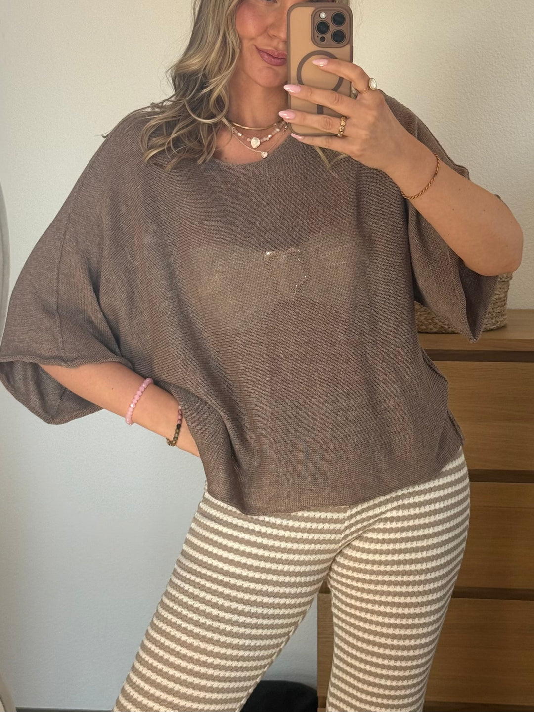 Feinstrick Oberteil - Taupe