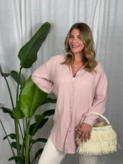 Musselin Bluse Maui - Lang in Altrosa