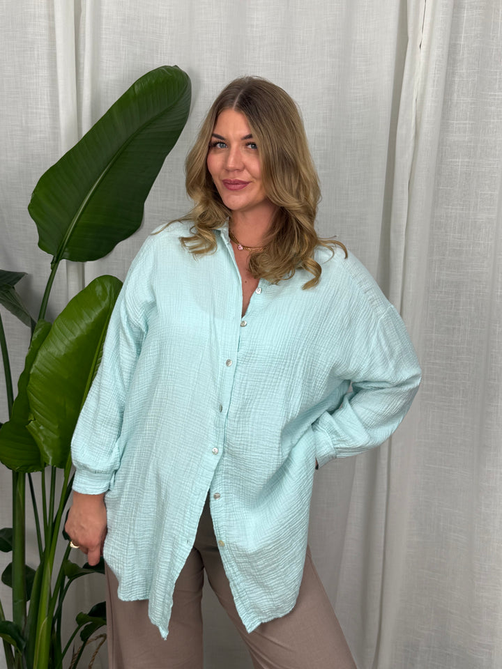 Musselin Bluse Maui - Lang in Mint