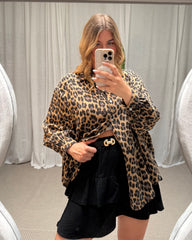 Musselin Bluse LeoLove - Kurz Leo Braun