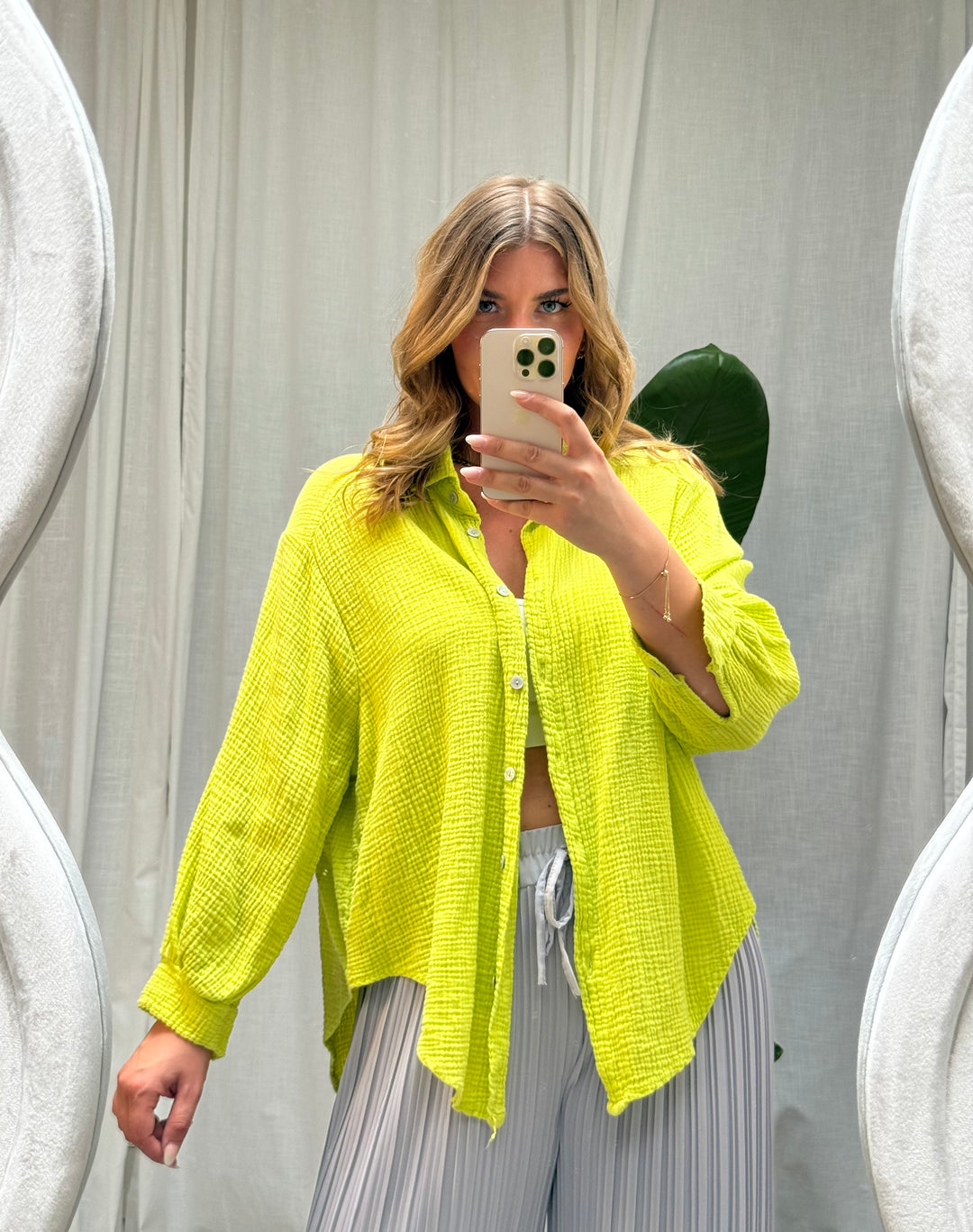 Musselin Bluse Bali - Kurz Lemon
