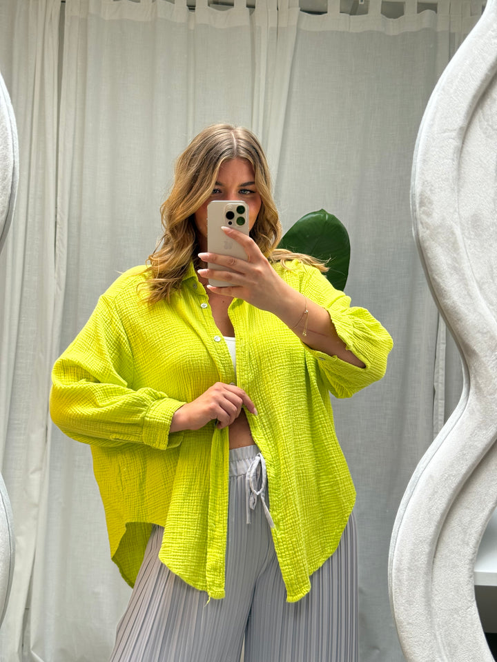 Musselin Bluse Bali - Kurz Lemon