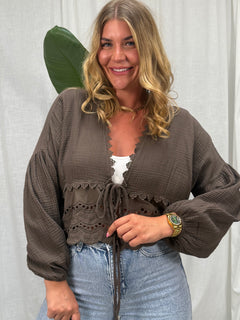 MUSSELIN BLUSE BOHO - HOT CHOCOLATE