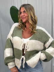 Strickcardigan Lia - Khaki/Beige