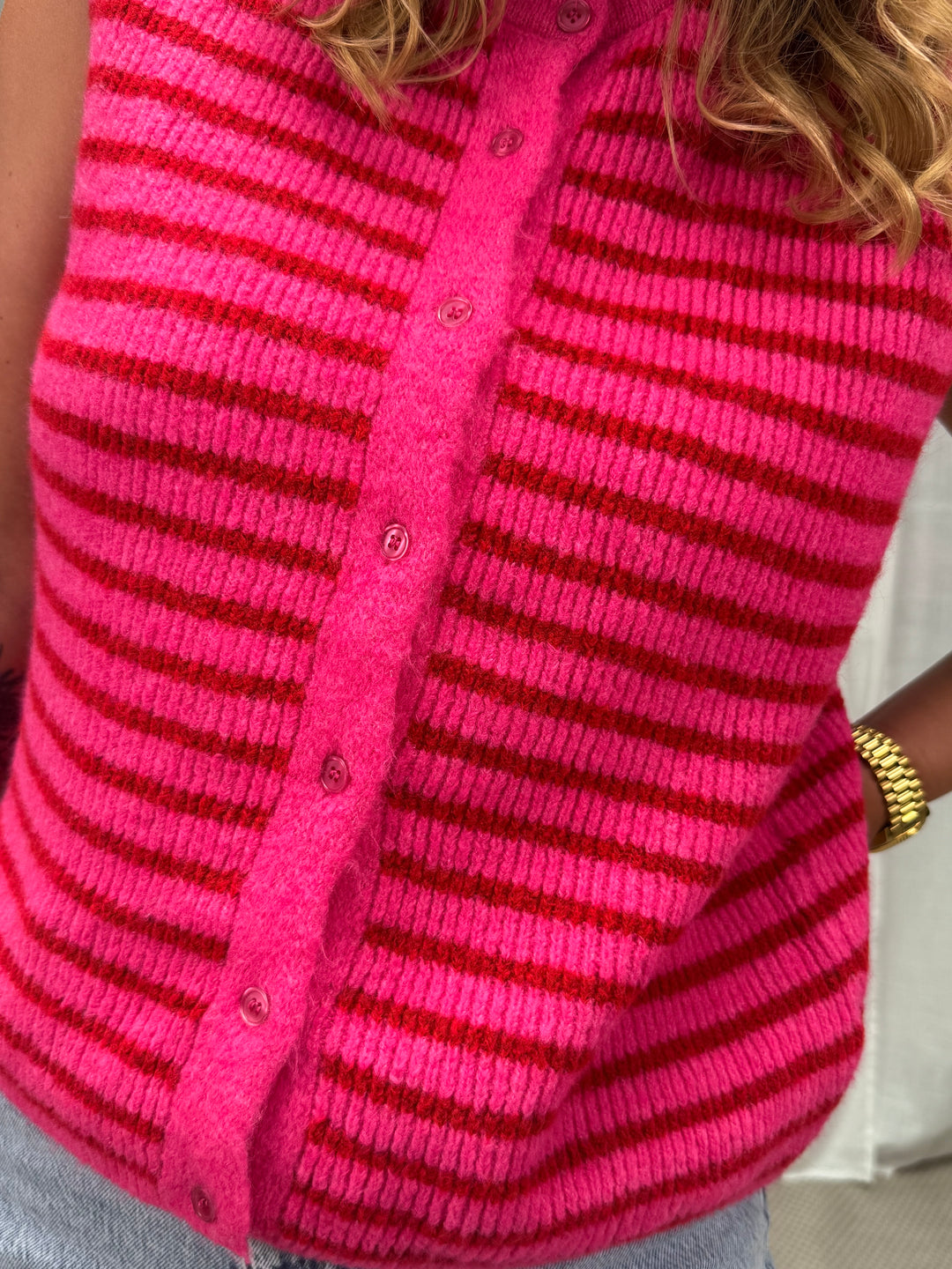 Ärmellose Strickweste Maris - Hot Pink
