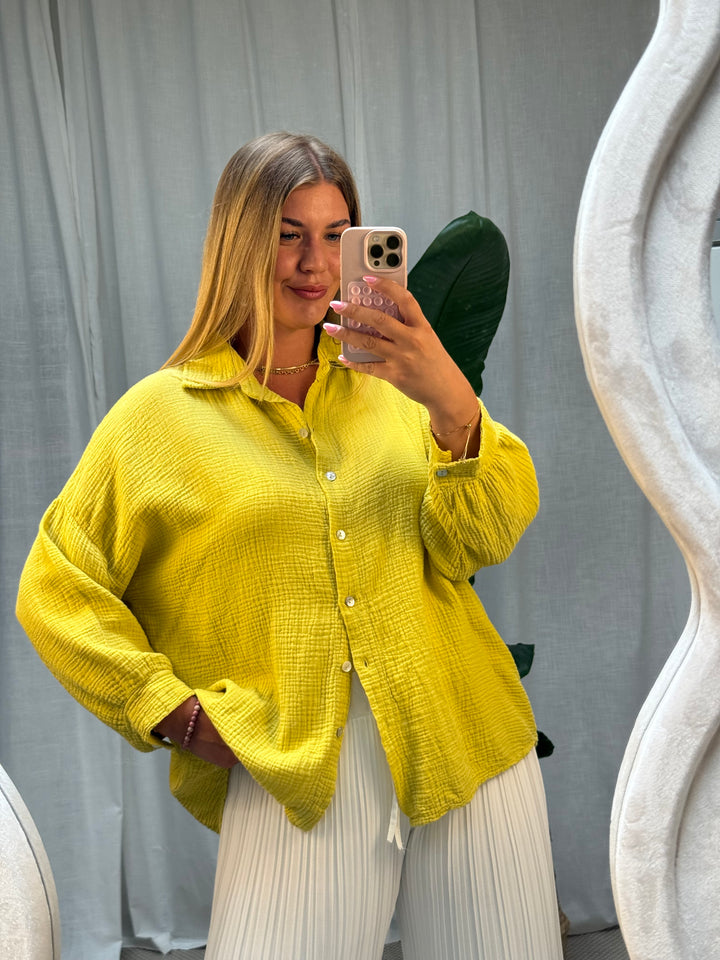 Musselin Bluse Bali - Kurz in Gelb